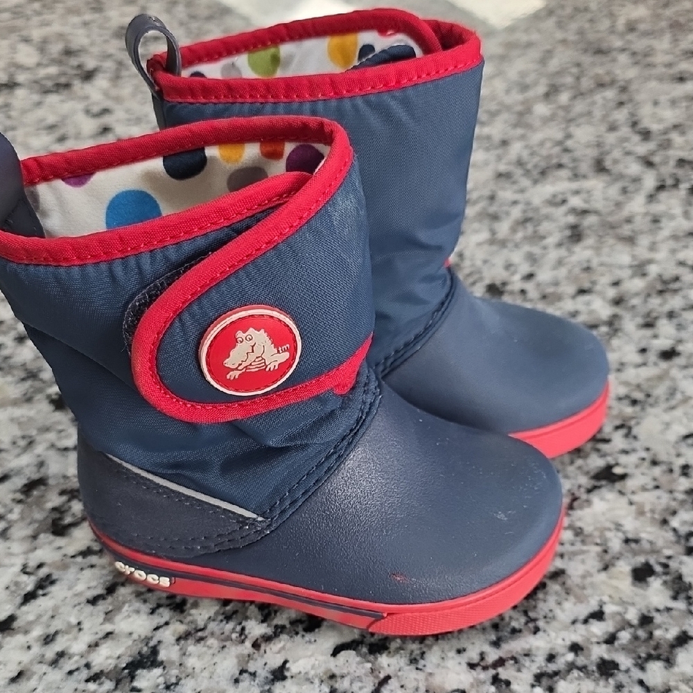 Crocs Kids' Navy and Red Winter Boots